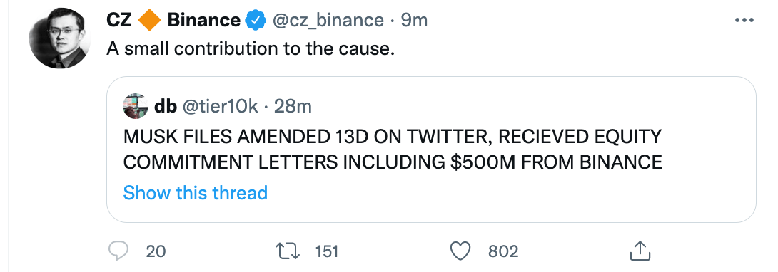 马斯克收购推特获71.39亿美元新融资承诺<strong></p>
<p>binance官网下载</strong>，币安出资5亿美元