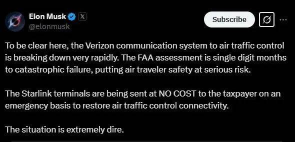 马斯克：正紧急动用“星链”