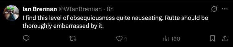 特朗普晒北约秘书长“谄媚”私人短信<strong></p>
<p>原油微信</strong>，网友看不下去了：有点反胃