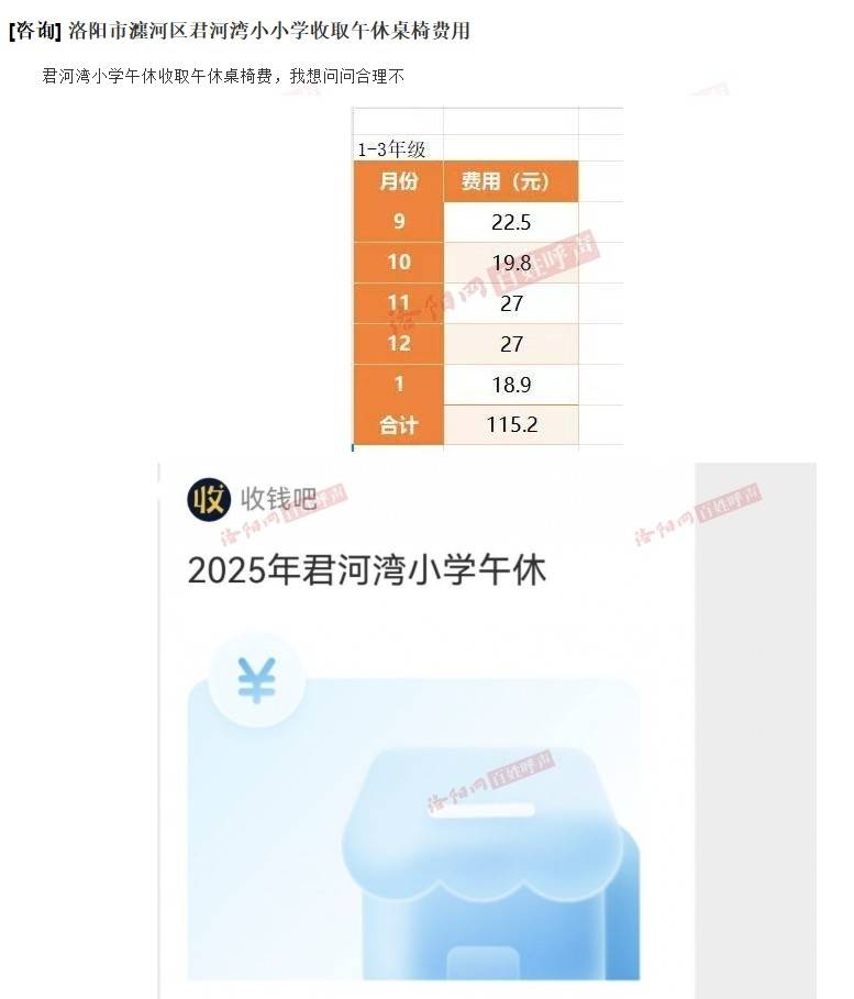 河南洛阳一小学收“午休费”一学期115元<strong></p>
<p>资讯点</strong>，教体局：午休椅按天收费，将退费